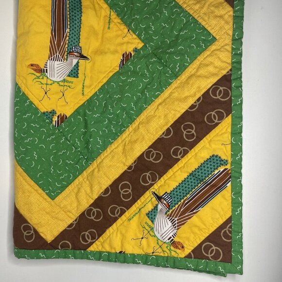 Roadrunner Lizard Cactus Fabric Quilt Square Charley Harper Organic Cotton 21x18 - Picture 3 of 9